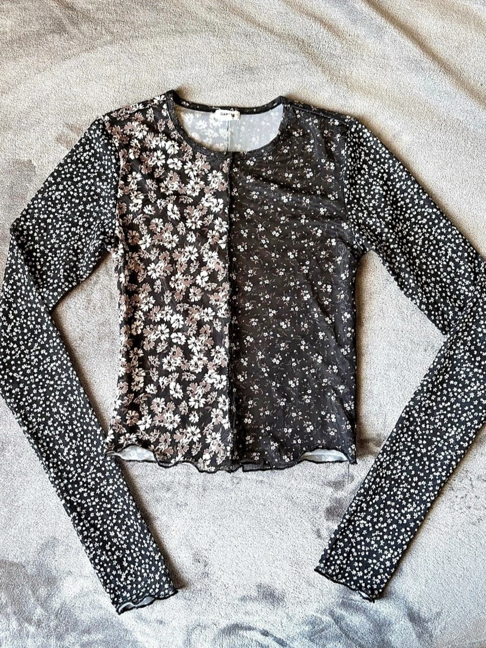 Garage Floral Long Sleeve Mesh Top